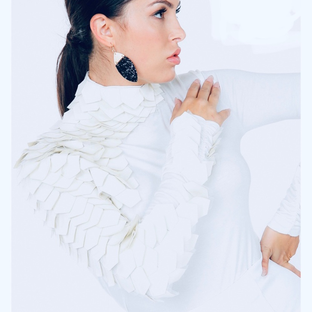 Off White PU leather one sleeve